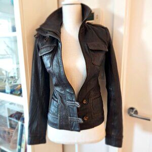 Vintage Danier Leather Moto Jacket - Dark Brown